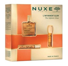 NUXE Infinite Glow Set de Regalo para el Cuidado de la Piel con Huile Prodigieuse Miel Cuidado de Labios y Rollo