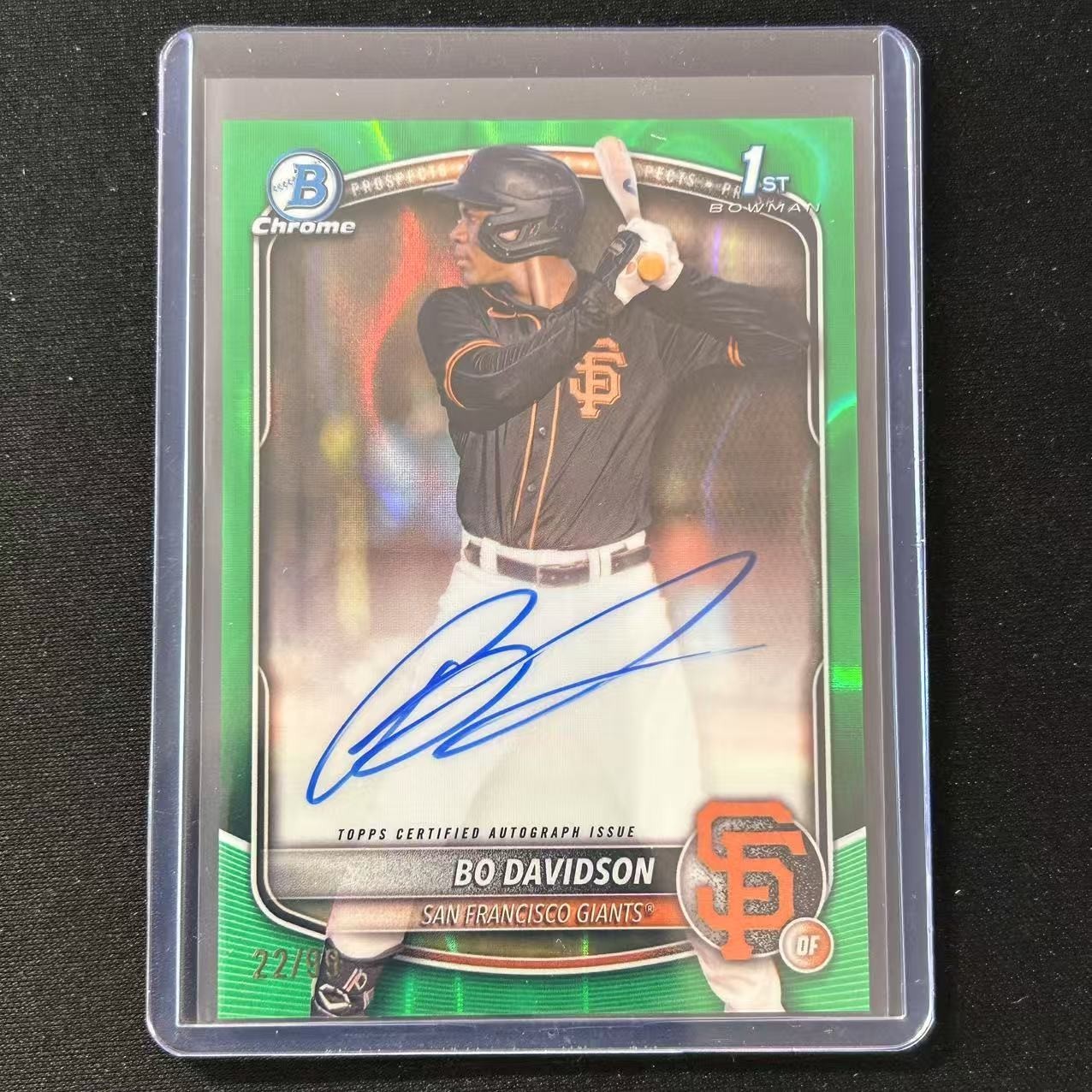 🐒2025 BOWMAN CHROME BASEBALL PROSPECT 1ST AUTO GREEN LAVA /99 BO DAVIDSON