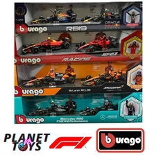 Bburago Formula One Racing 1:24 scale Race Cars with Driver Figures 2-Pack