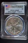 2021 PCGS MS69 $1 Silver Eagle - Type 2 First Strike Flag Label (A)