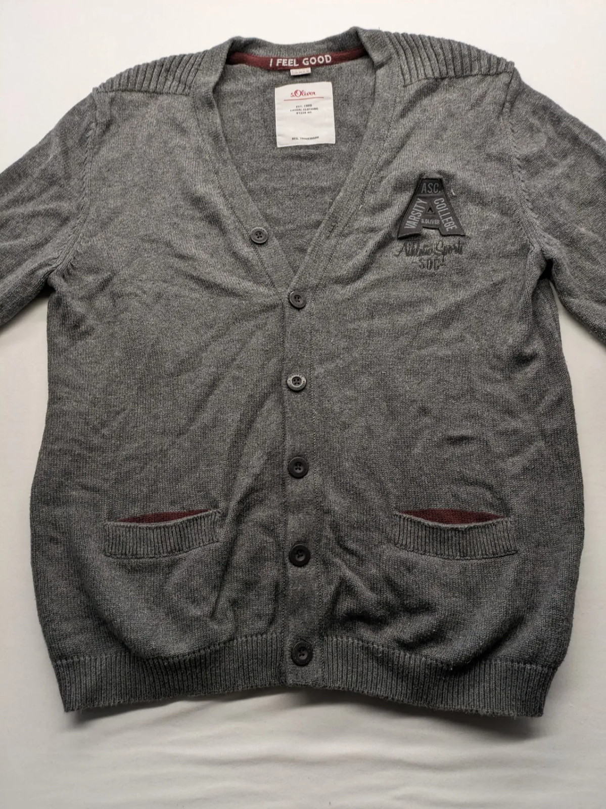 s.Oliver Herren Strickjacke Pullover Gr. XXL Grau Varsity College Strick 2248 image 3