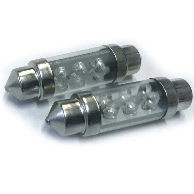 Coppia 2 Lampade Led T11 C5W Siluro 39mm Con 6 Led F3 Colore Verde Green 12V 0,2