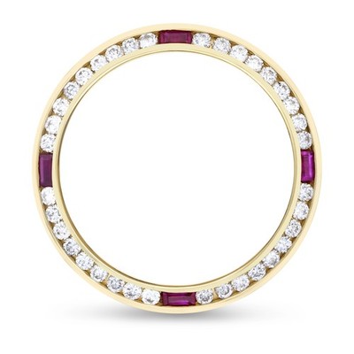 1CT NATURAL DIAMOND BEZEL WITH RUBIES 18KY FOR ROLEX DATE DATEJUST PRESIDENT