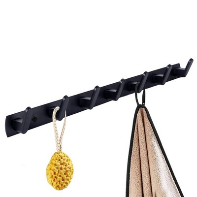 Coat Rack Wall Mount with 7 Hooks, Black Wall Coat Hook, Wall Mounted Modern ...