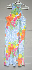 THML Halter Maxi Dress Women Size M  Blue Leopard Floral Feminine Spring Summer