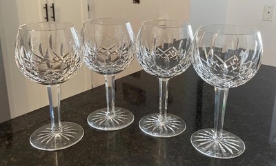 (4) Waterford Oversized Crystal Lismore Balloon Wine Glasses/Goblets~7.75   Tall