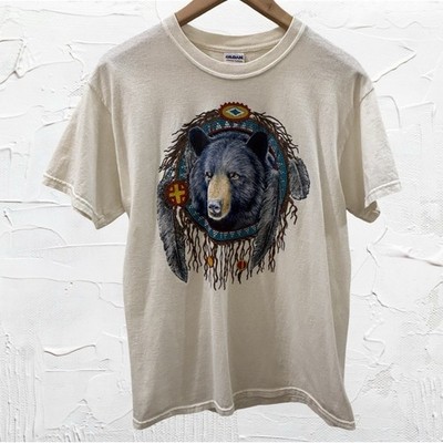 Y2k Native American Bear Art Nature Graphic Tee Size Medium