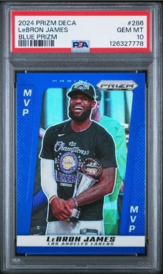LEBRON JAMES 2024-25 PRIZM DECA BLUE PRIZM #/149 #286 LAKERS PSA 10