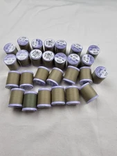 Coats And Clark Thread Lot Of 27 Spools Polyester 225yds Khaki