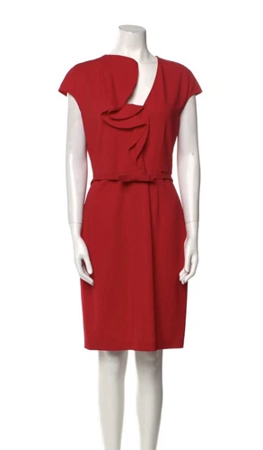 Abito tubino rosso VALENTINO con volant e cintura fiocco! 10