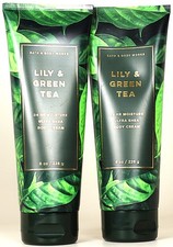 QTY 2 - Bath  Body Works LILY  GREEN TEA Body Cream Lotion Moisturizer 8oz