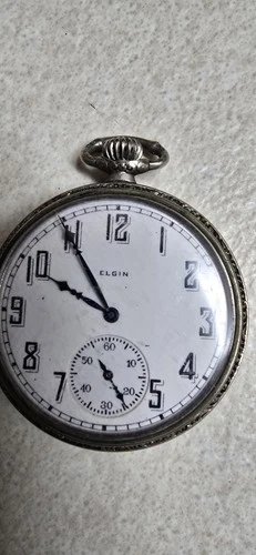 Antique Elgin Pocket Watch Open Face – Arabic Dial – Early 1900s