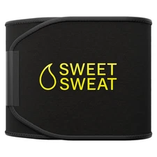 Sweet Sweat Waist Trimmer Band (Women & Men) Trainer Belt - Black Yellow Size L