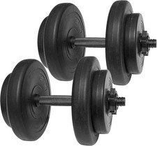 Balancefrom 40 Pounds Vinyl Coated Dumbbell Set for Home Gym, Black   Cement Wei