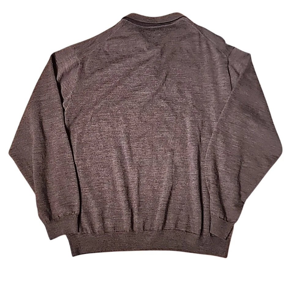 Linea Uomo Sweater Polo Mens 3XLT Brown Merino Wool Blend Casual Collar Pullover - Image 2 of 4
