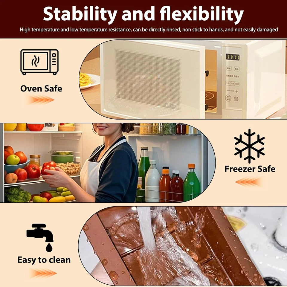 2 Pezzi Stampo per Tavoletta Di Cioccolato in Silicone, Stampo per Tavoletta Di  - Immagine 3 di 4