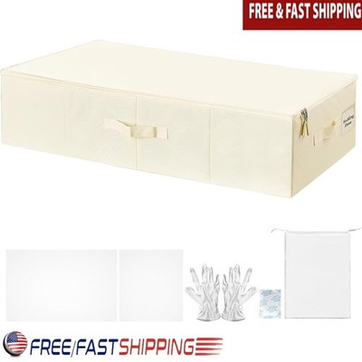 Wedding Dress Storage Box Set W/ Tissue Paper Gloves Dust-Proof Bag Desiccants