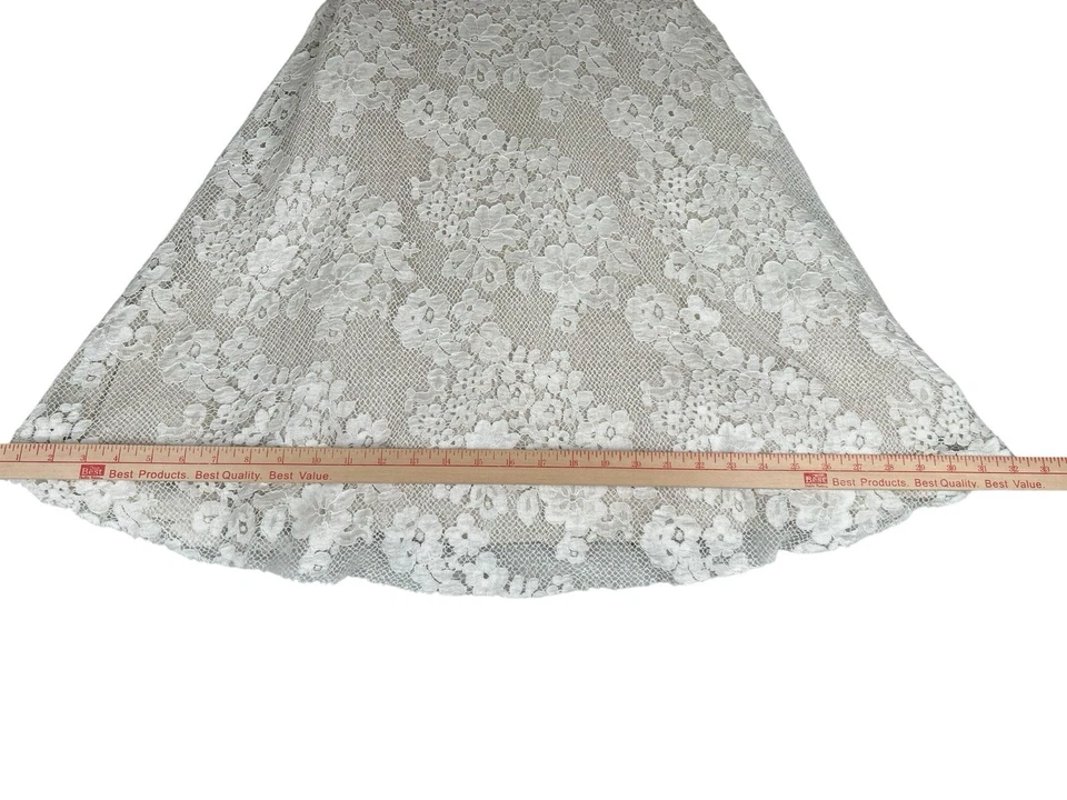 Monique Lhuillier Collection Dress Size 10 White Lace Half Sleeve Wedding Church - Image 4 of 4