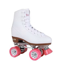 Chicago Women's Rink Roller Skates, White w/Pink Wheels, Size 9
