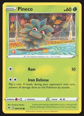 SWSH04: Vivid Voltage Pineco #008/185 Common Pokemon Card