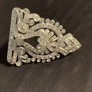 Vintage Art Deco Dress Fur Clip with Rhinestones