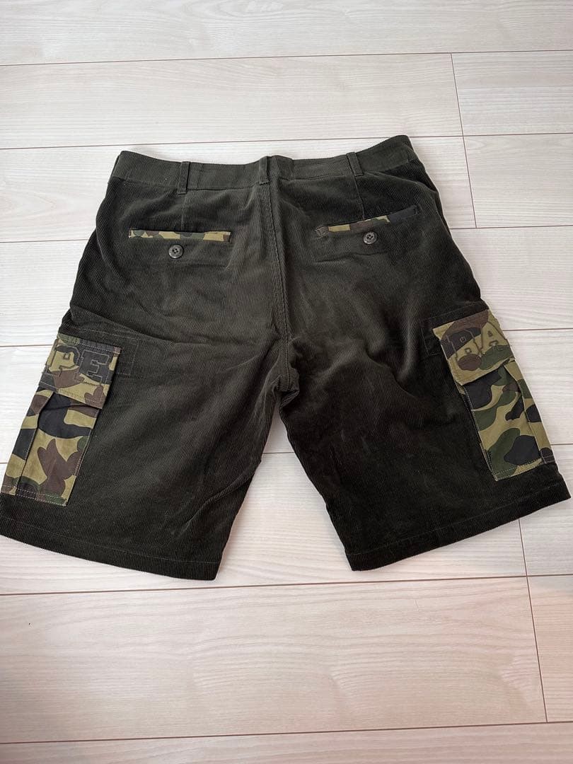 A Bathing Ape Cotton Corduroy Short Half Pants Brown/Camouflage M thumbnail 2