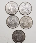 Lot of 5 Canadian Half Dollar 50c 1964 (2), 1965 (2), 1955