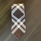 Vintage Polo By Ralph Lauren Brown & White Plaid Pattern Silk Tie Made In USA