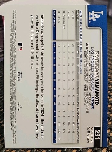 2025 Topps Series 1 231 Yoshinobu Yamamoto Celebration Confetti Foil Los Angeles - 第 2/2 張圖片