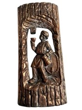 Vintage Metall-Wandrelief Kellermeister mit Weinfass &ndash; Weinprobe