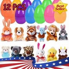 12 Pcs Prefilled Easter Eggs Filled with Plush Animal Toys for Easter Eggs Hunt