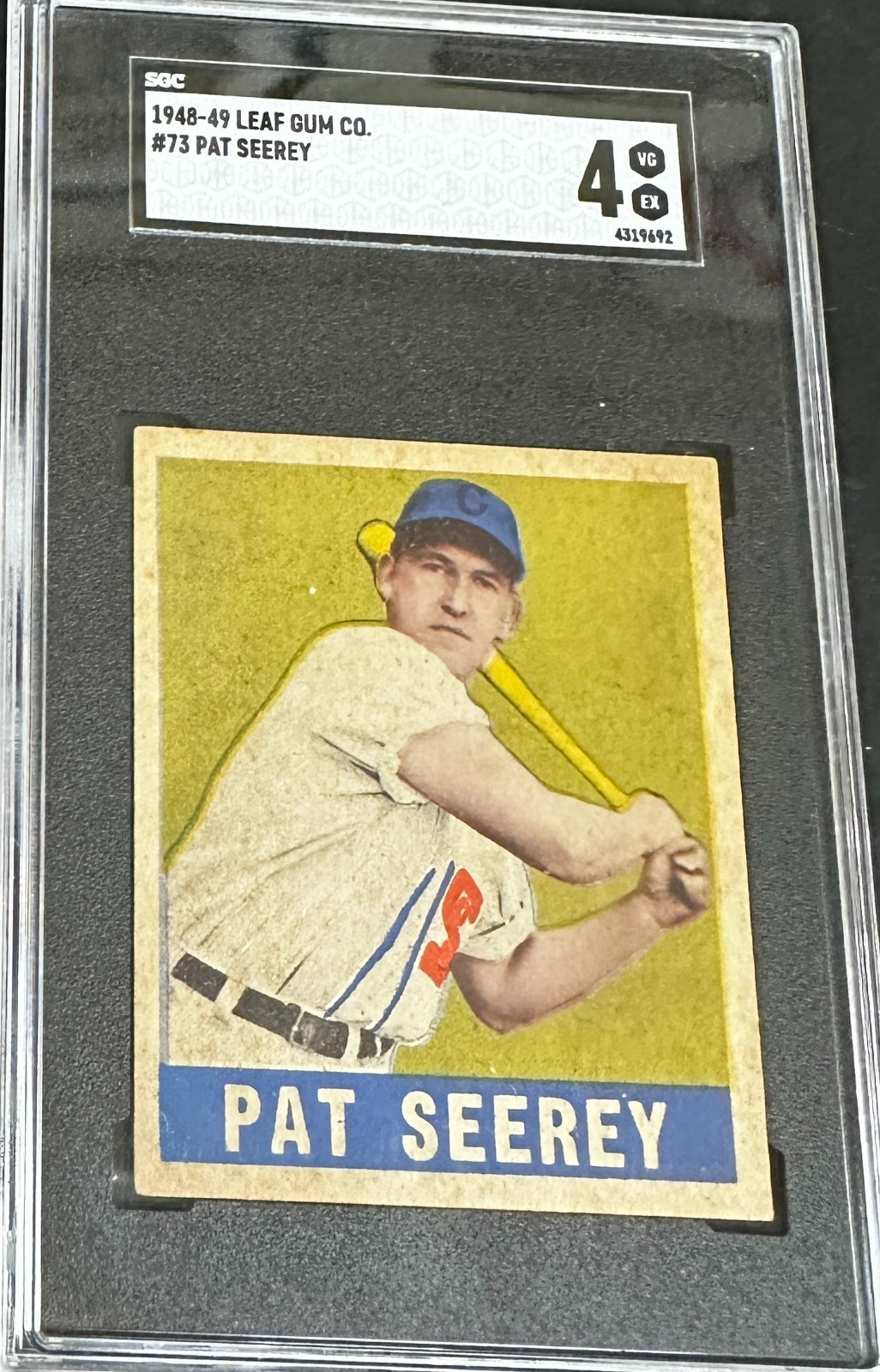 1948 Leaf  #73 Pat Seerey SGC 4 VG-EX Ultra Clean Card Surface!