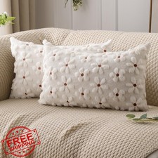 DFXSZ 12x20 Set 2 Spring Pillow Covers Rust Daisy Farmhouse Decor