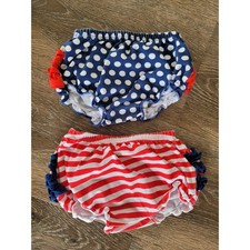 Ruffle Butts Patriotic Diaper Covers 0-6m Red White Polka Dot Stripe Ruffle 6