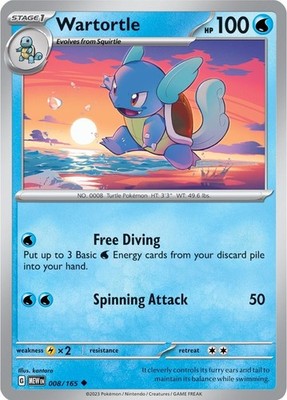 Wartortle - 008/165 MEW 008/165 Pokémon SV: Scarlet & Violet 151 Uncommon Rev...