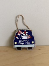 New Happy July 4th Truck Ornament Metal Decor...