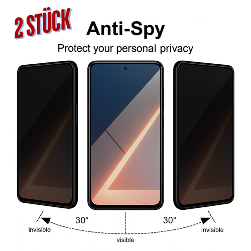 2x Anti Spy Xiaomi Redmi Note 15 14 13 12 11 | Matt HD Sichtschutz Privacy Folie - Bild 1 von 5