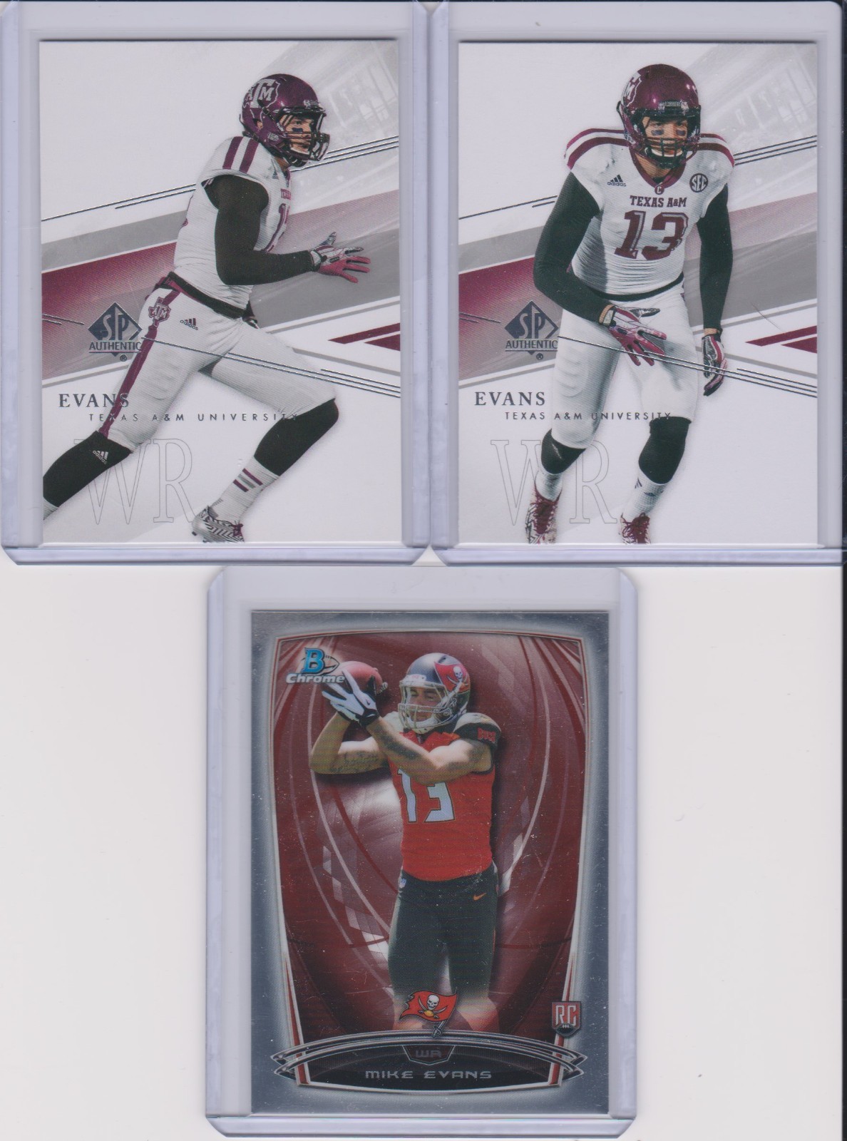 2014 Bowman Chrome MIKE EVANS rookie & SP Authentic rc no. 111 & 49 Bucs 49ers