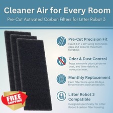 Litter Robot 3 Carbon Filters Activated Charcoal Pre-Cut 6 Pack