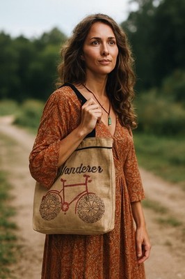 Mona B Wanderer Tote Bag 100% Jute Shopping Market Boho Beach Bike