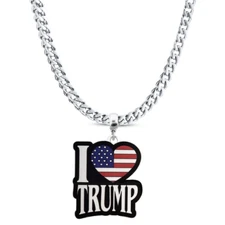 SALE SAVE 57% -  I Love Trump Necklace on A 20" Stainless Steel Curb Chain