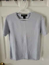 Mariele Waithe By Forte Blue Silk Angora Short Sleeve Sweater Size S