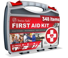 Swiss Safe First Aid Kit – 348 Pcs, Car, Travel, Home, Camping, HSA/FSA Eligible