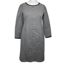 Talbots Dress Womens Sz 2 Gray Ponte Knit Stretch Keyhole Sheath Long Sleeve