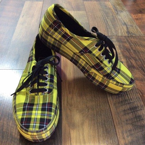 yellow checkered platform vans