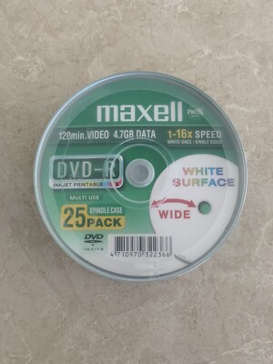 DVD-R- MAXWELL 1-16X SPEED 4.7GB DATA - 120 MIN Video - sealed -never ...