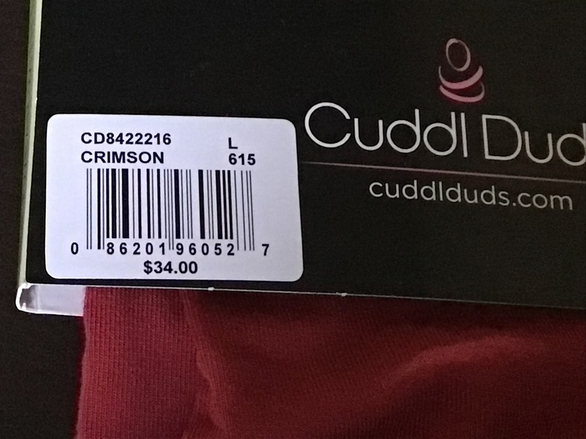 Cuddl Dud WOMEN LARGE Long Sleeve RED Crew Soft Wear Layer Stretch
