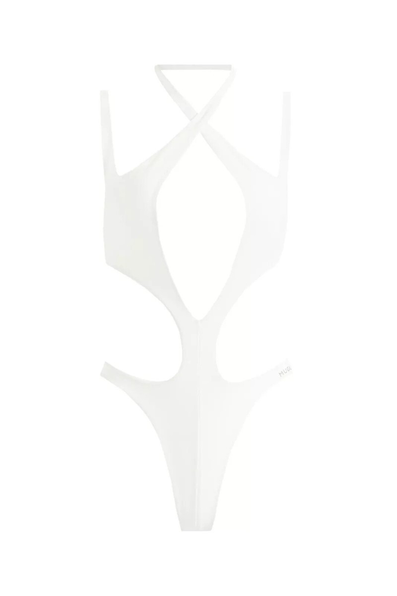 MUGLER X H&M SEXY WHITE CUT OUT SWIMSUIT UK 22 EU 50 US 18 VERY