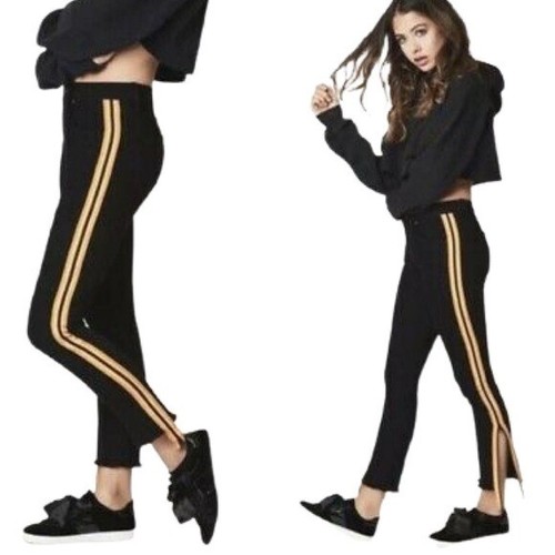 Black Orange Zipper Stripe Jean 