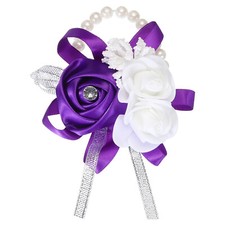 Wrist Corsage Artificial Flower Bracelets Rose Wrist Decorative Purple